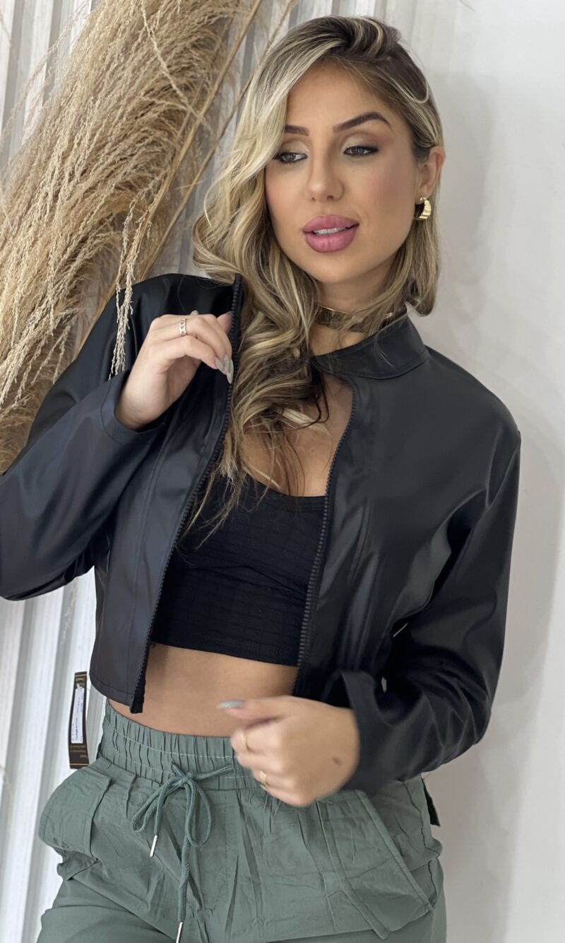 jaqueta courino preto melu jaqueta courino preto melu