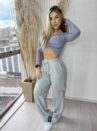 calça pantalona mônica cinza