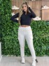 calça jogger moletom bianca bege