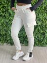 calça jogger moletom bianca bege
