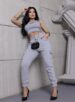 calça jogger moletom bianca cinza