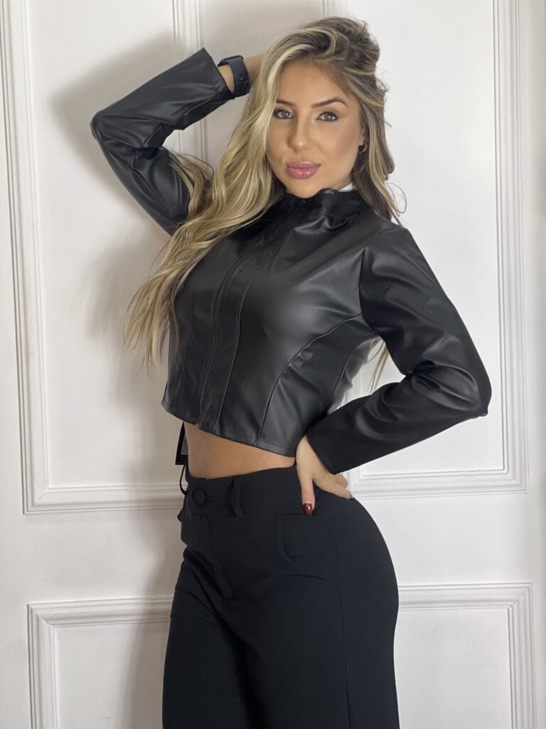 jaqueta courino preto melu jaqueta courino preto melu