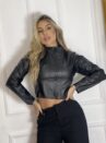 jaqueta courino preto melu
