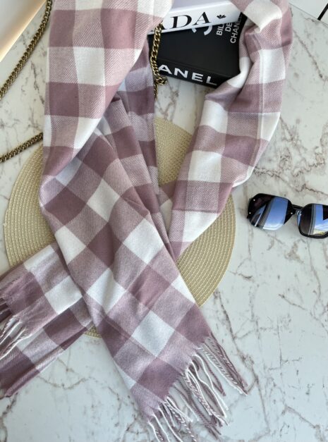 lenço flanelado xadrez rosé