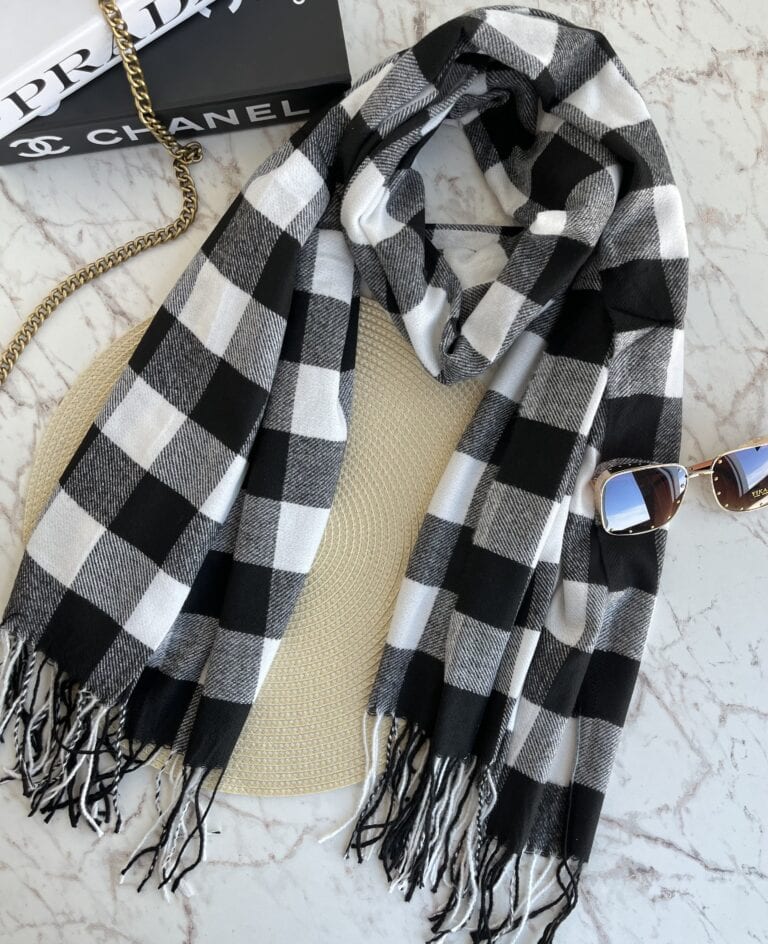 lenço flanelado xadrez preto