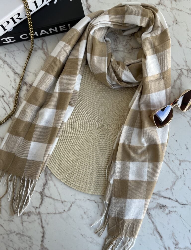 lenço flanelado xadrez bege lenço flanelado xadrez bege