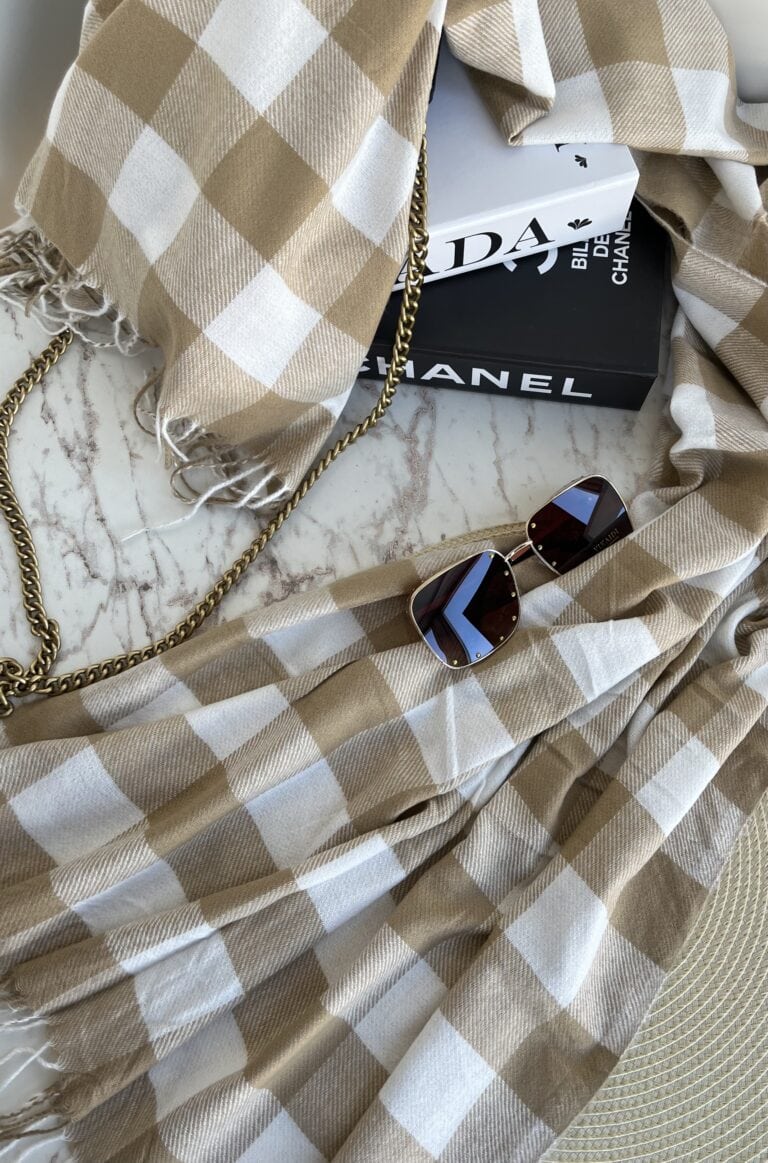 lenço flanelado xadrez bege lenço flanelado xadrez bege