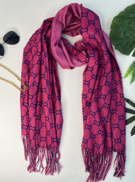 lenço franja cc rosa
