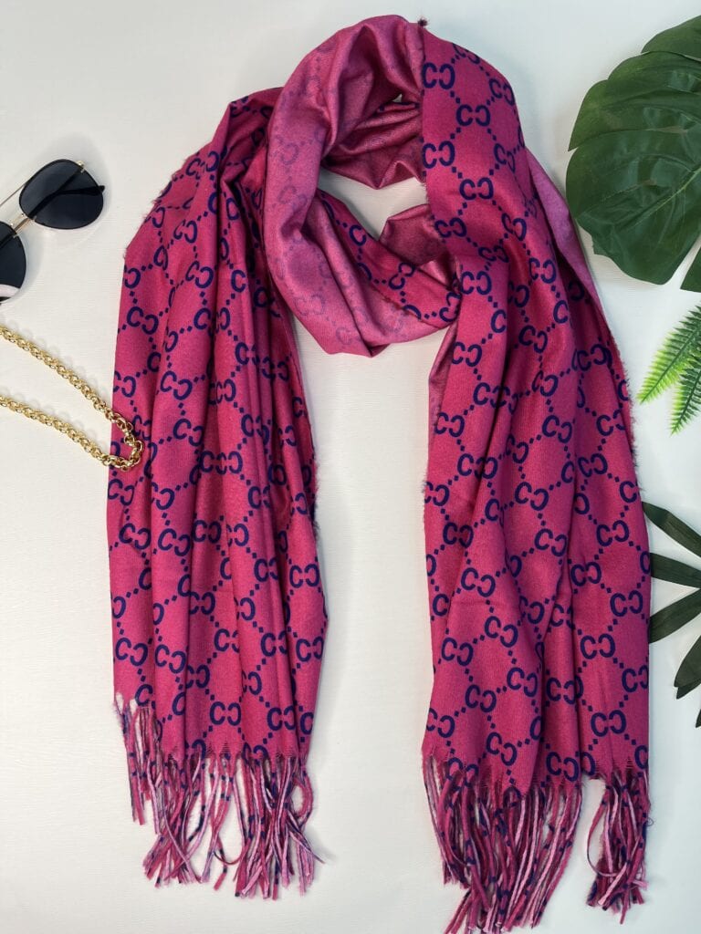 lenço franja cc rosa