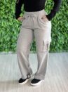 calça pantalona mônica cinza