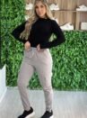 calça jogger moletom bianca cinza