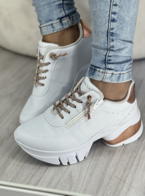 tênis branco/rosé brilho ramarim 24 80105