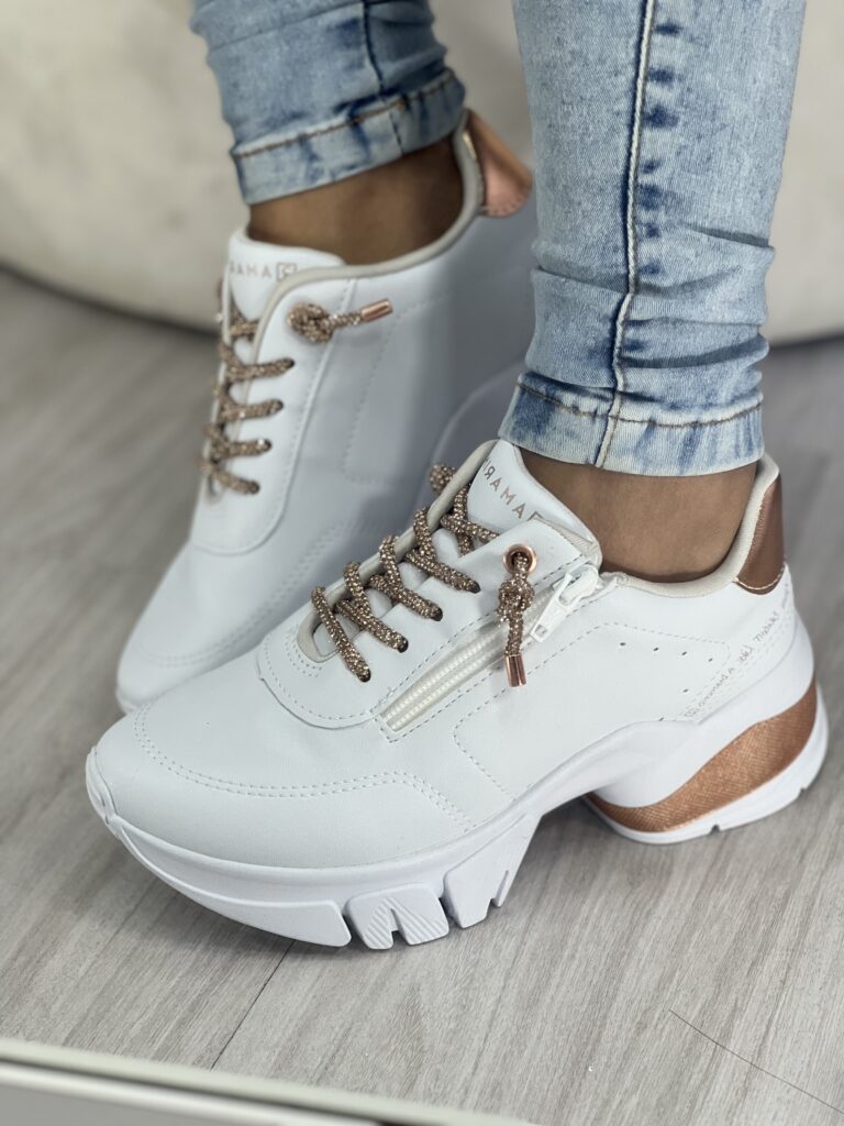 tênis branco/rosé brilho ramarim 24 80105