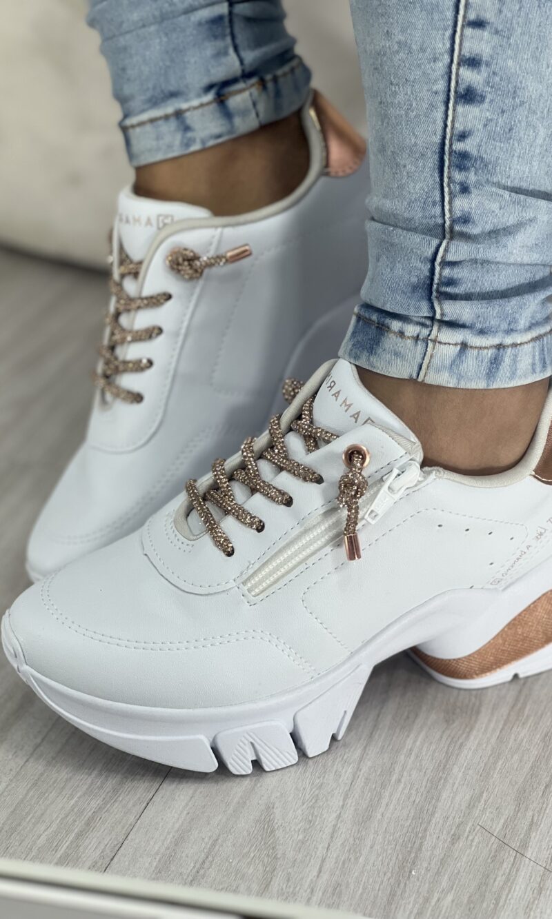 tênis branco/rosé brilho ramarim 24 80105