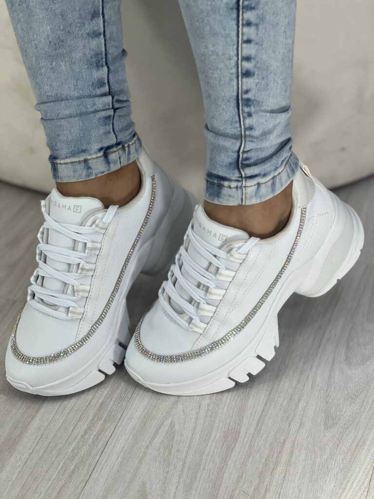 tênis strass branco ramarim 24 80106