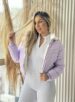 jaqueta puffer reversível ursinha lilás com branco