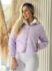 jaqueta puffer reversível ursinha lilás com branco