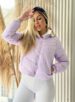 jaqueta puffer reversível ursinha lilás com branco
