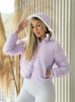 jaqueta puffer reversível ursinha lilás com branco