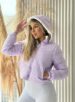 jaqueta puffer reversível ursinha lilás com branco