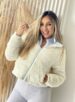 jaqueta puffer reversível ursinha azul bb com branco