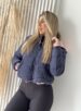 jaqueta puffer reversível ursinha azul marinho com rosa