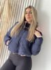 jaqueta puffer reversível ursinha azul marinho com rosa