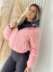 jaqueta puffer reversível ursinha azul marinho com rosa