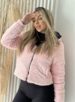 jaqueta puffer reversível ursinha preto com rosa