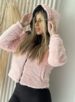 jaqueta puffer reversível ursinha preto com rosa