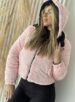 jaqueta puffer reversível ursinha preto com rosa