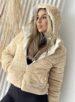 jaqueta puffer reversível ursinha off com bege