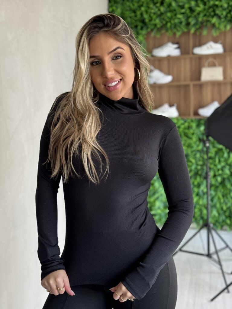 cacharel manga longa bruna preto