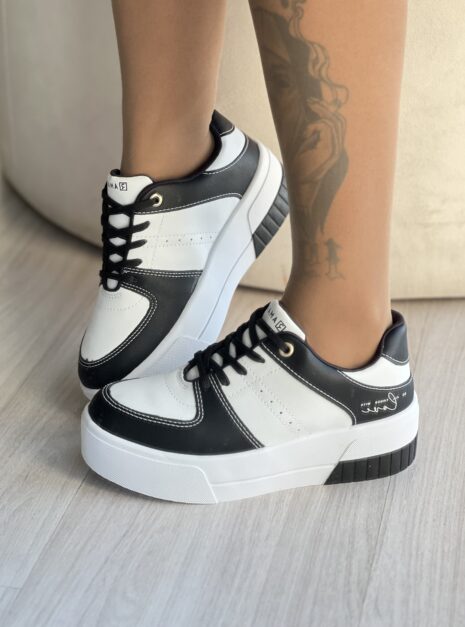 tênis casual preto e branco ramarim 2484102