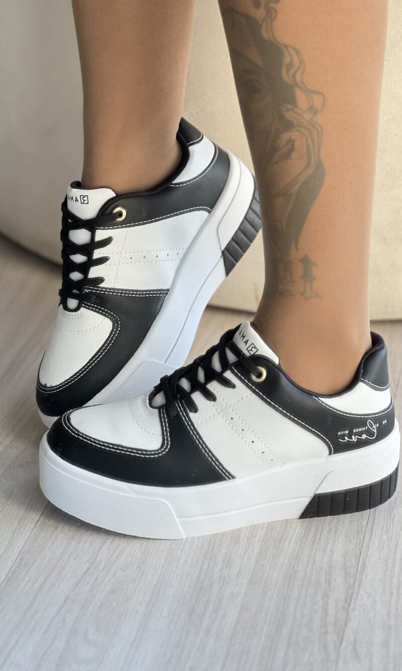 tênis casual preto e branco ramarim 2484102