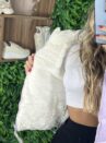 jaqueta puffer reversível ursinha lilás com branco