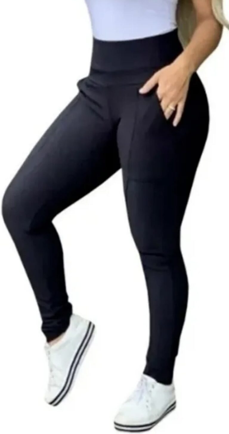 calça legging apeluciada com bolsos frontais