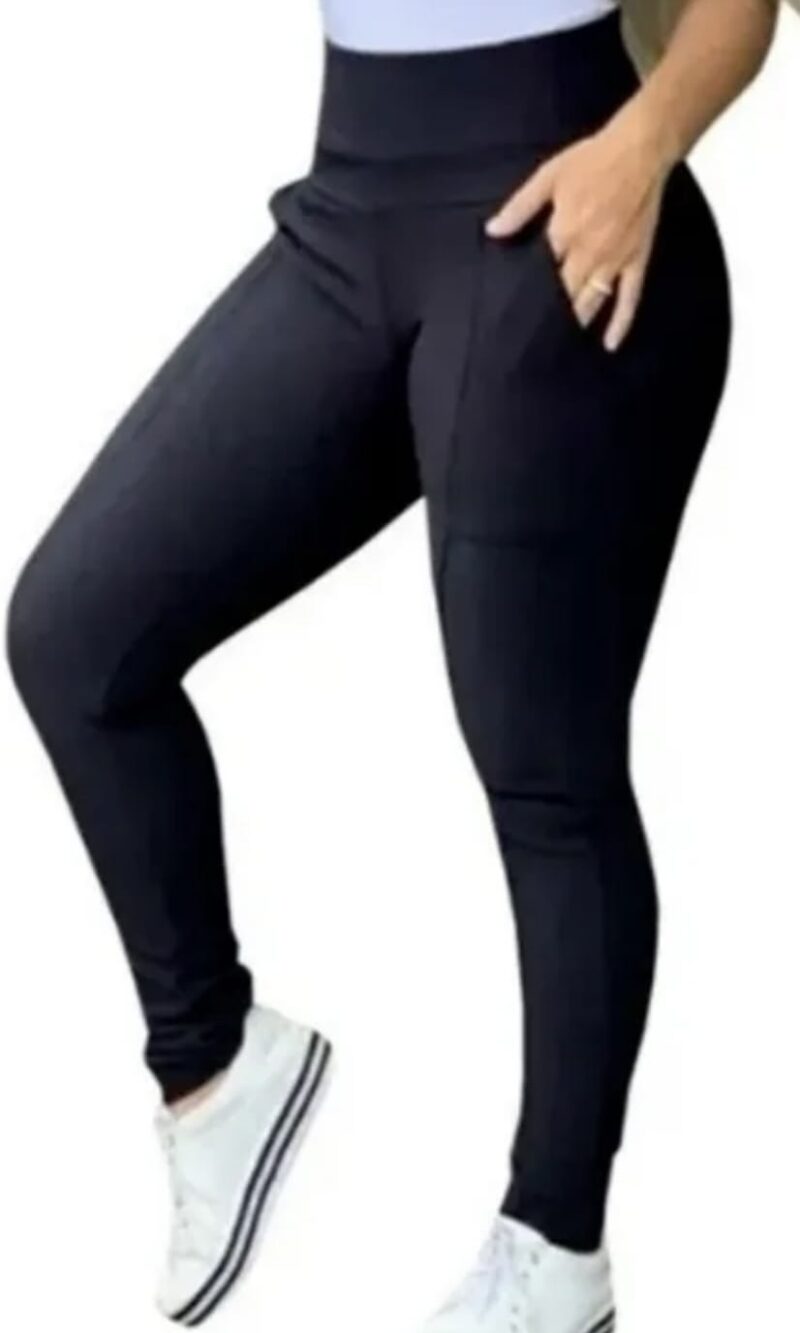 calça legging apeluciada com bolsos frontais