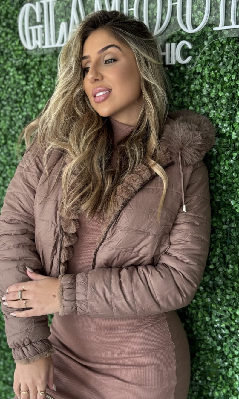 jaqueta puffer dupla face reversível aline marrom jaqueta puffer dupla face reversível aline marrom