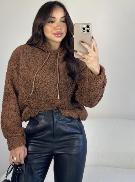 blusão teddy brenda marrom