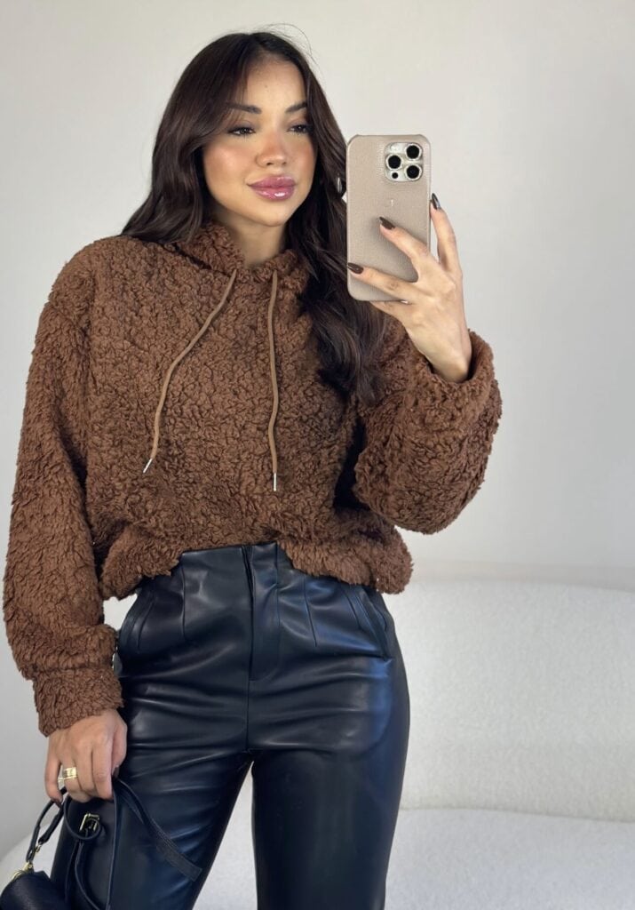 blusão teddy brenda marrom