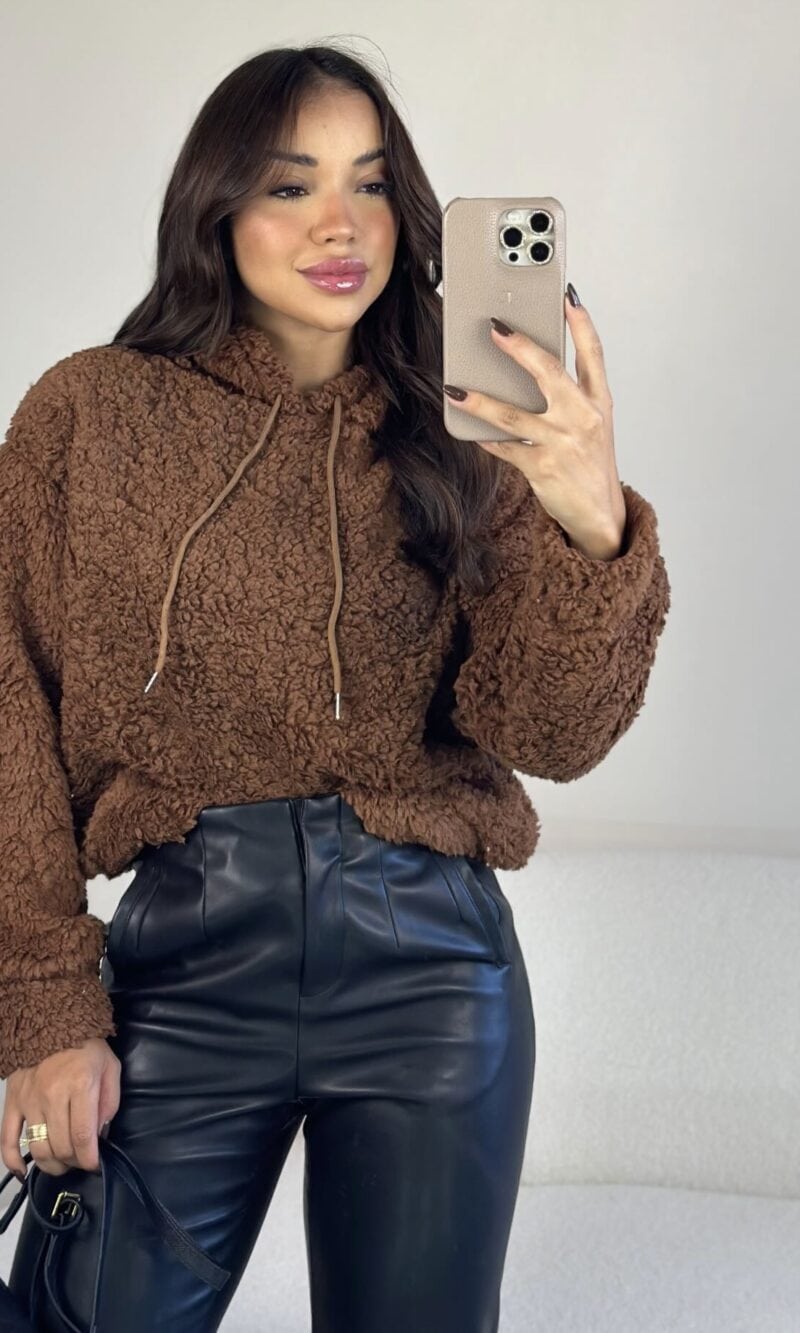blusão teddy brenda marrom