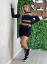 cropped manga longa gringa preto