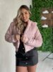 jaqueta puffer cotelê jaque rosa baby