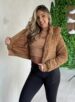 jaqueta puffer cotelê jaque caramelo