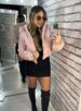 jaqueta puffer cotelê jaque rosa baby