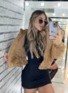 jaqueta puffer cotelê jaque caramelo