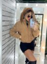 jaqueta puffer cotelê jaque caramelo