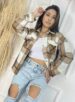 camisa flanelada longa xadrez emily caramelo