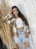 camisa flanelada longa xadrez emily caramelo
